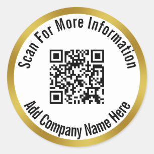 Scan QR Code For More Information & Company Name Classic Round Sticker