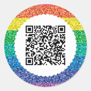 Scan QR code rainbow Classic Round Sticker