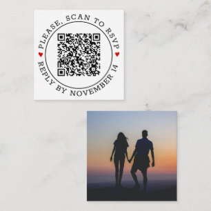 Scan QR code RSVP photo black and white wedding En Enclosure Card
