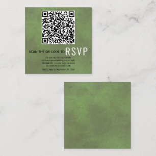 Scan QR code RSVP stained green wedding  Enclosure Card