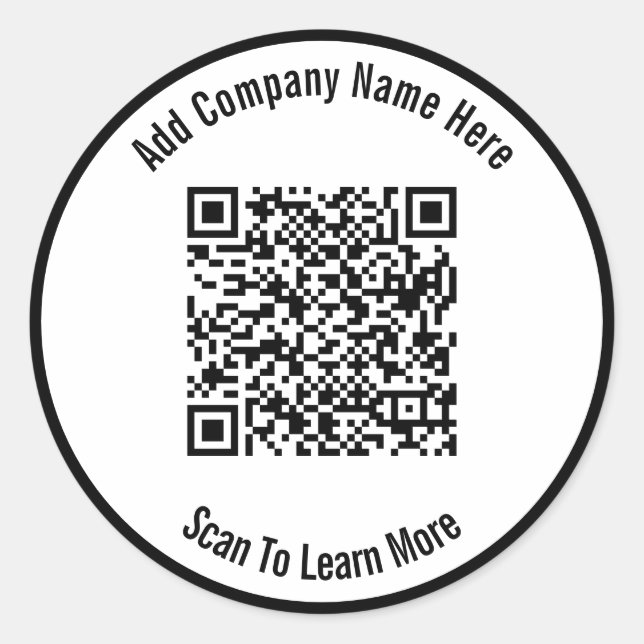 Scan QR Code To Learn More Business Template Classic Round Sticker (Front)