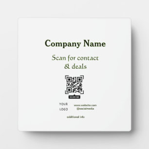 scan QR for contact & deals business name website Plaque