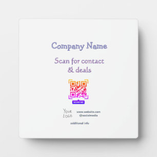 scan QR for contact & deals business name website Plaque