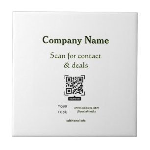 scan QR for contact & deals business name website Tile
