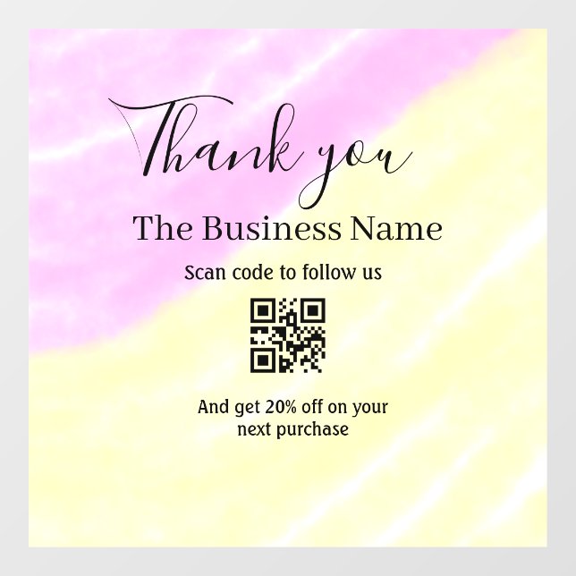 Scan QR to follow us thank you discount code pink  (Sheet)
