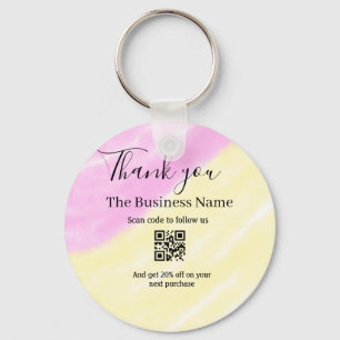 Scan QR to follow us thank you discount code pink  Key Ring