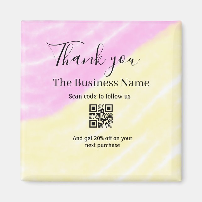 Scan QR to follow us thank you discount code pink  Magnet (Front)