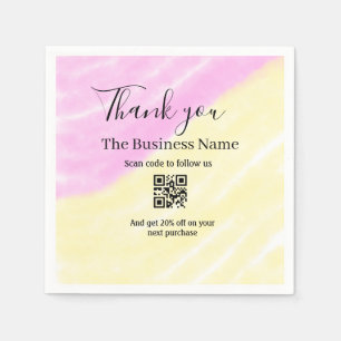 Scan QR to follow us thank you discount code pink Napkin