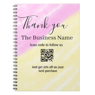 Scan QR to follow us thank you discount code pink Notebook
