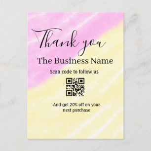 Scan QR to follow us thank you discount code pink  Postcard