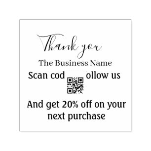 Scan QR to follow us thank you discount code pink Self-inking Stamp