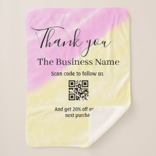 Scan QR to follow us thank you discount code pink Sherpa Blanket
