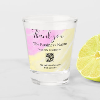 Scan QR to follow us thank you discount code pink Shot Glass