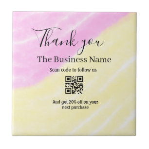 Scan QR to follow us thank you discount code pink  Tile
