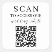 Scan To Access Wedding Website QR Code Square Sticker (Front)