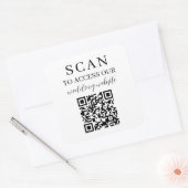 Scan To Access Wedding Website QR Code Square Sticker (Envelope)