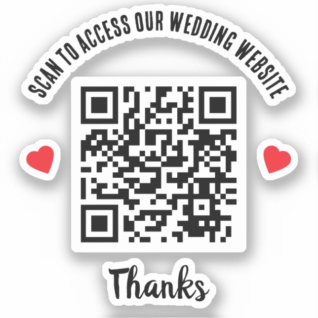 Scan To Access Wedding Website Red Heart QR Code (Front)