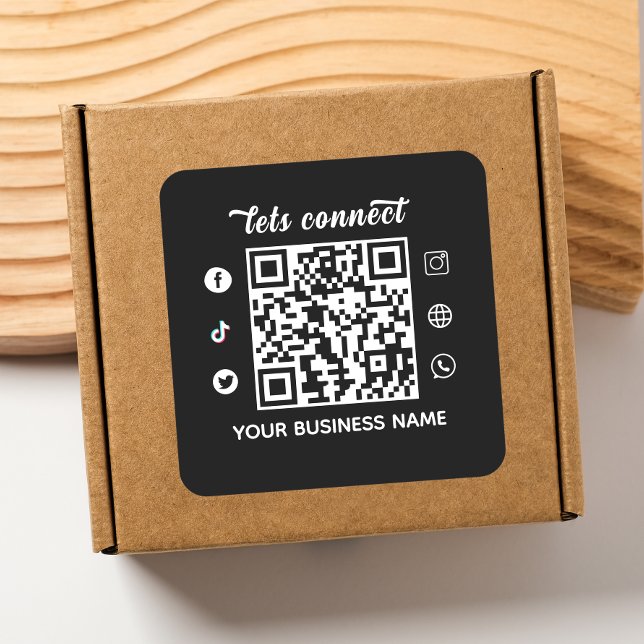 Scan to connect QR code and custom text  Square Sticker (Creator Uploaded)
