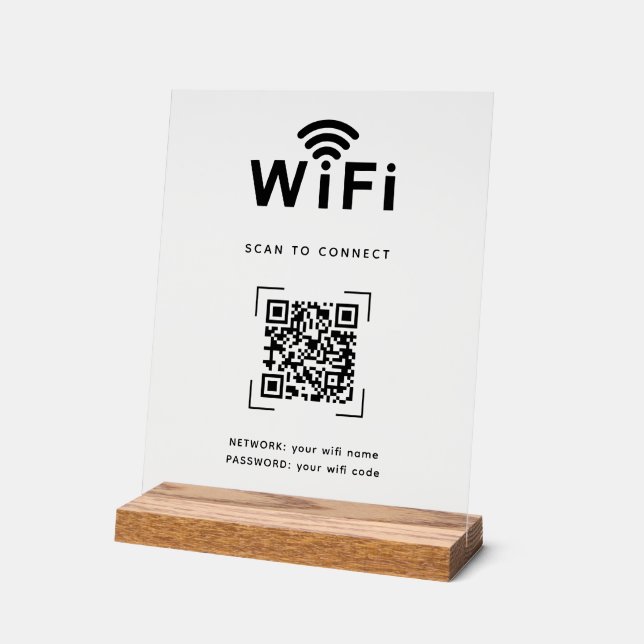 Scan to Connect | QR Code Wifi Login Acrylic Sign (Angle)