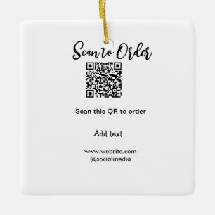 Scan to order scan QR code add website email Ceramic Ornament