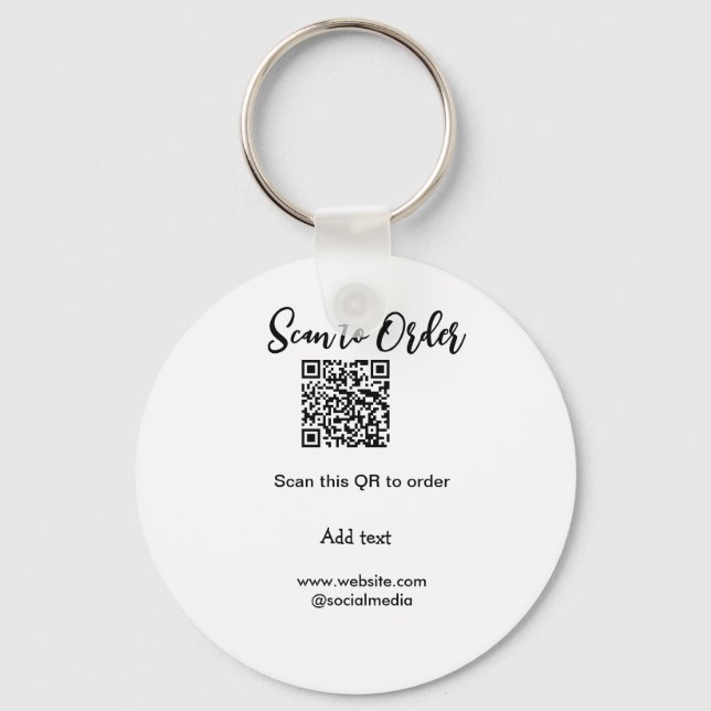 Scan to order scan QR code add website email  Key Ring (Front)