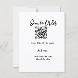 Scan to order scan QR code add website email  Postcard