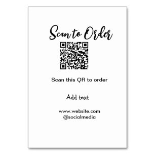 Scan to order scan QR code add website email  Table Number