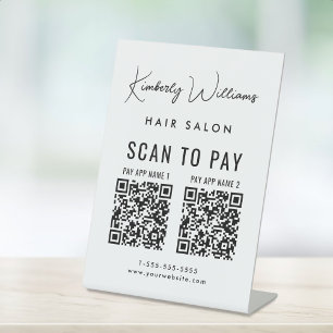 Scan to Pay 2 QR Codes Business Signature Script Pedestal Sign
