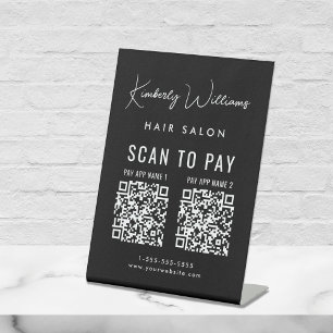 Scan to Pay 2 QR Codes Business Signature Script Pedestal Sign