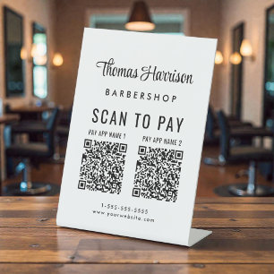 Scan to Pay 2 QR Codes Business Tabletop Pedestal Sign