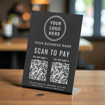 Scan to Pay 2 QR Codes Logo Black