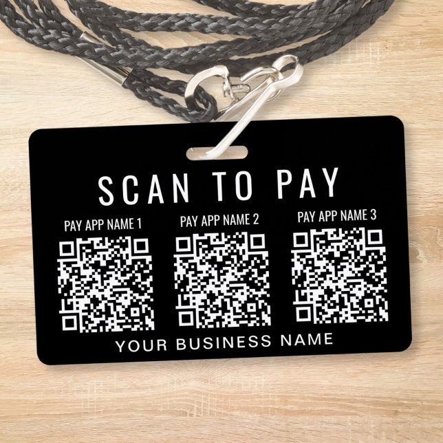 Scan to Pay 3 QR Codes Business ID Badge (Scan to Pay 3 QR Codes Business Badge)