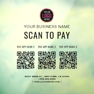 Scan to Pay 3 QR Codes Business Logo