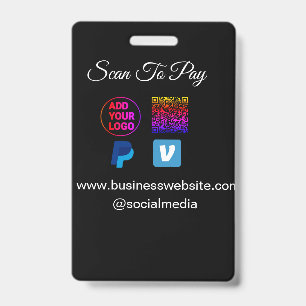 scan to pay add logo q r code paypal venmo details ID badge