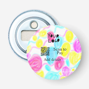 Scan to pay add Q R business logo rainbow watercol Bottle Opener