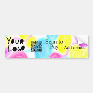 Scan to pay add Q R business logo rainbow watercol Bumper Sticker