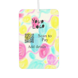 Scan to pay add Q R business logo rainbow watercol Car Air Freshener