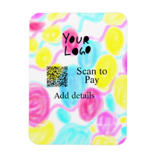Scan to pay add Q R business logo rainbow watercol Magnet