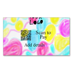 Scan to pay add Q R business logo rainbow watercol Magnetic Business Card