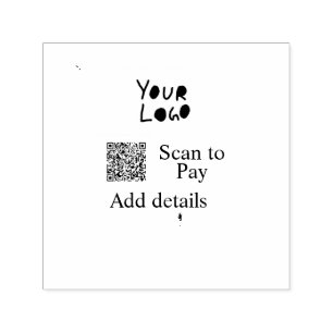 Scan to pay add Q R business logo rainbow watercol Self-inking Stamp