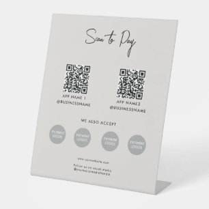 Scan to Pay Business Contactless Payment QR Code   Pedestal Sign