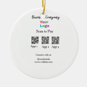 Scan to pay business logo Q R code social media  Ceramic Tree Decoration