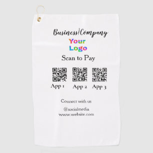 Scan to pay business logo Q R code social media  Golf Towel