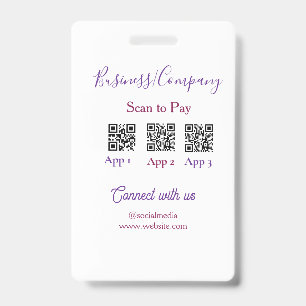 Scan to pay business logo Q R code social media ID Badge