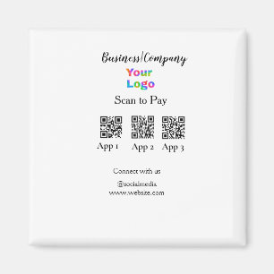 Scan to pay business logo Q R code social media  Magnet