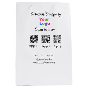 Scan to pay business logo Q R code social media  Medium Gift Bag