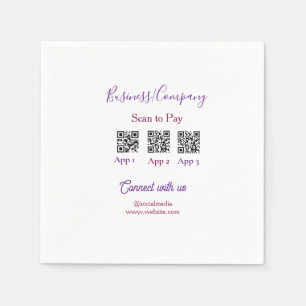 Scan to pay business logo Q R code social media  Napkin