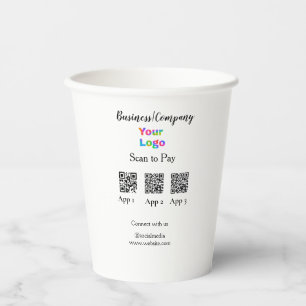 Scan to pay business logo Q R code social media Paper Cups