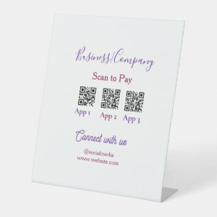 Scan to pay business logo Q R code social media  Pedestal Sign