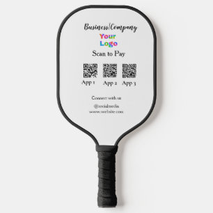 Scan to pay business logo Q R code social media  Pickleball Paddle